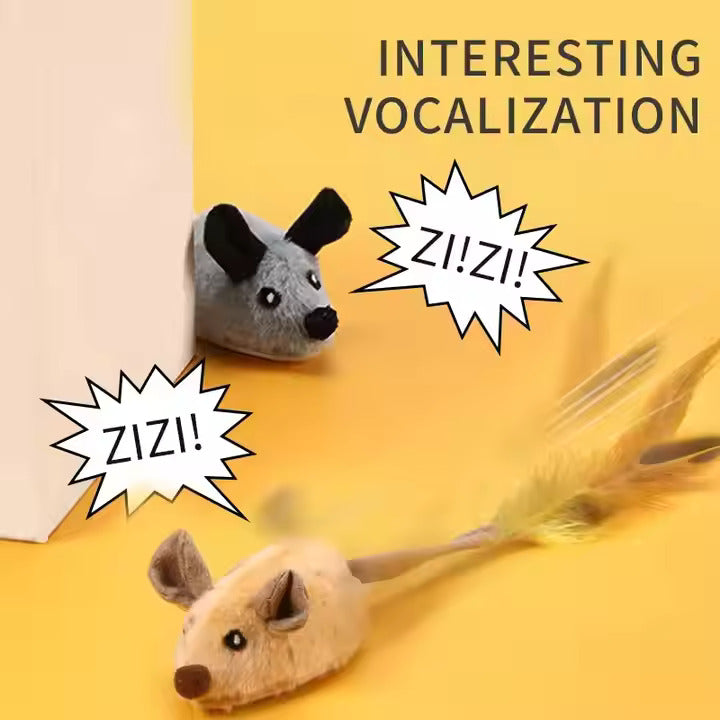 Interactive Cat Toy Mouse – Rechargeable with LED Lights & Feather Tail