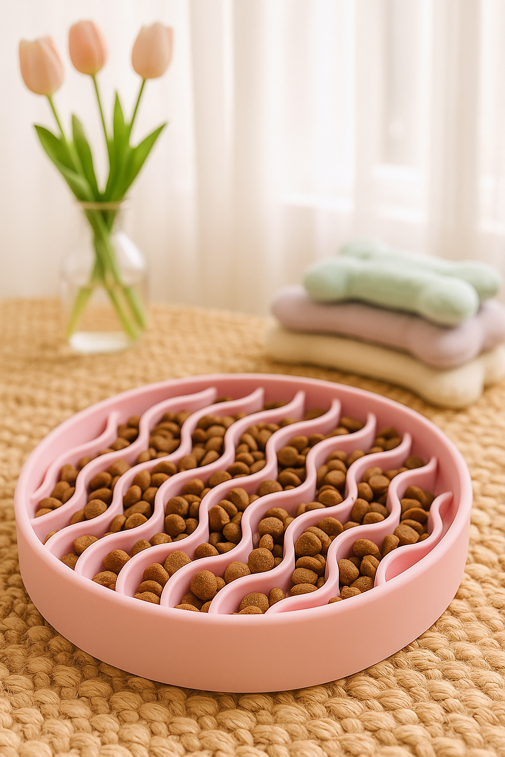 Silicone Slow Feeder Bowl – Anti-Gulping Design for Dogs & Cats