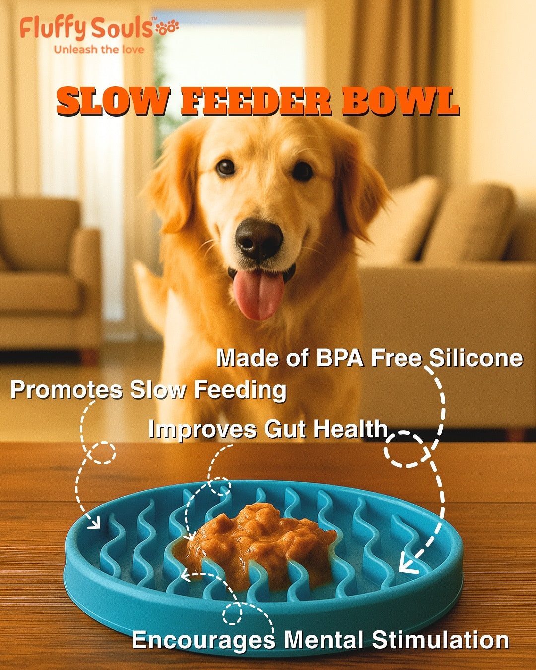 Silicone Slow Feeder Bowl – Anti-Gulping Design for Dogs & Cats
