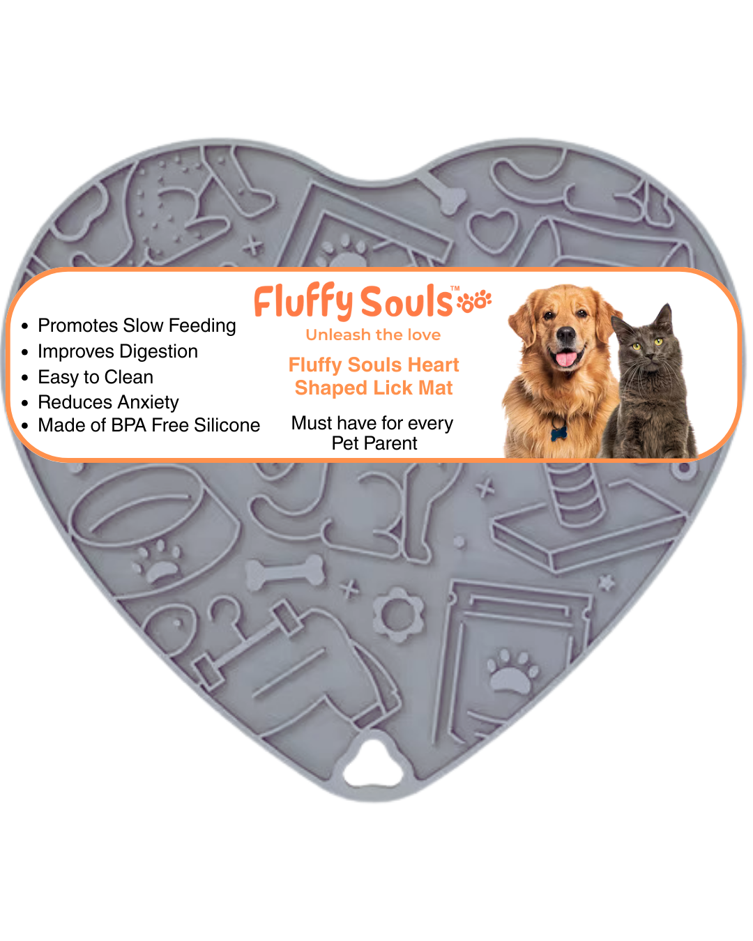 Heart-Shaped Silicone Licking Mat for Dogs & Cats