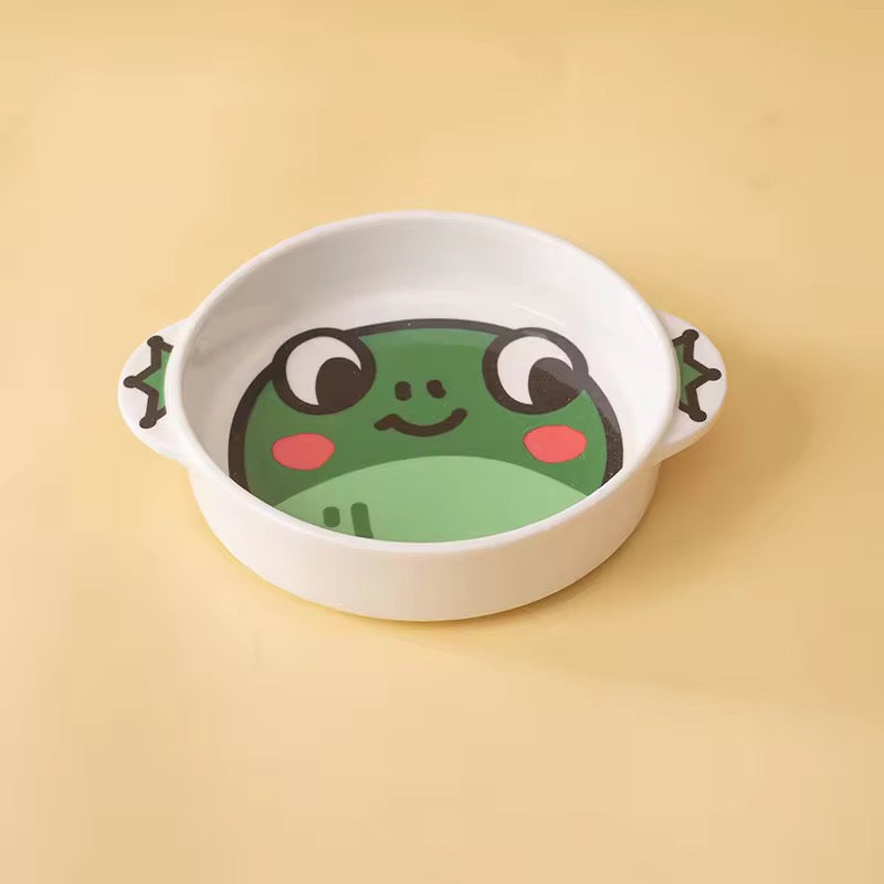 Ceramic Pet Bowl- Cartoon Animal Design - For Cats and Dogs