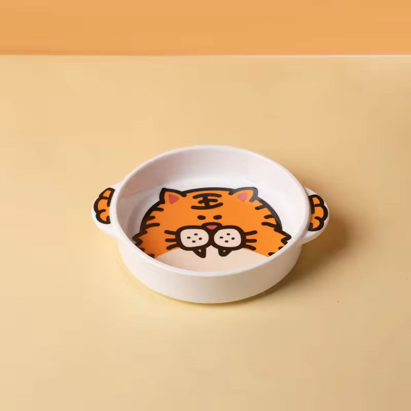 Ceramic Pet Bowl- Cartoon Animal Design - For Cats and Dogs