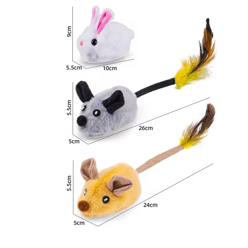 Interactive Cat Toy Mouse – Rechargeable with LED Lights & Feather Tail