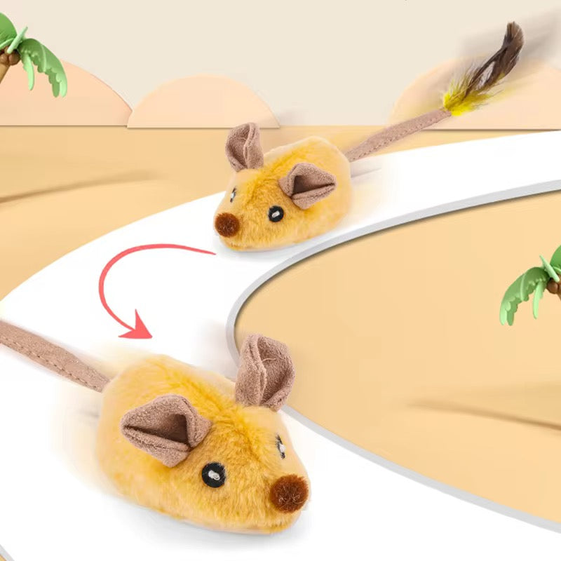 Interactive Cat Toy Mouse – Rechargeable with LED Lights & Feather Tail