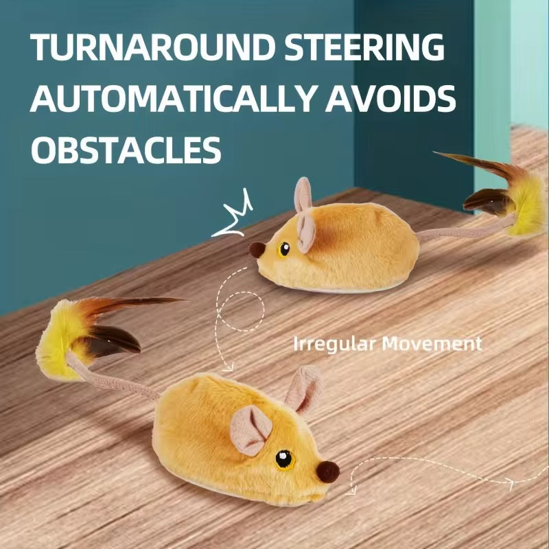 Interactive Cat Toy Mouse – Rechargeable with LED Lights & Feather Tail