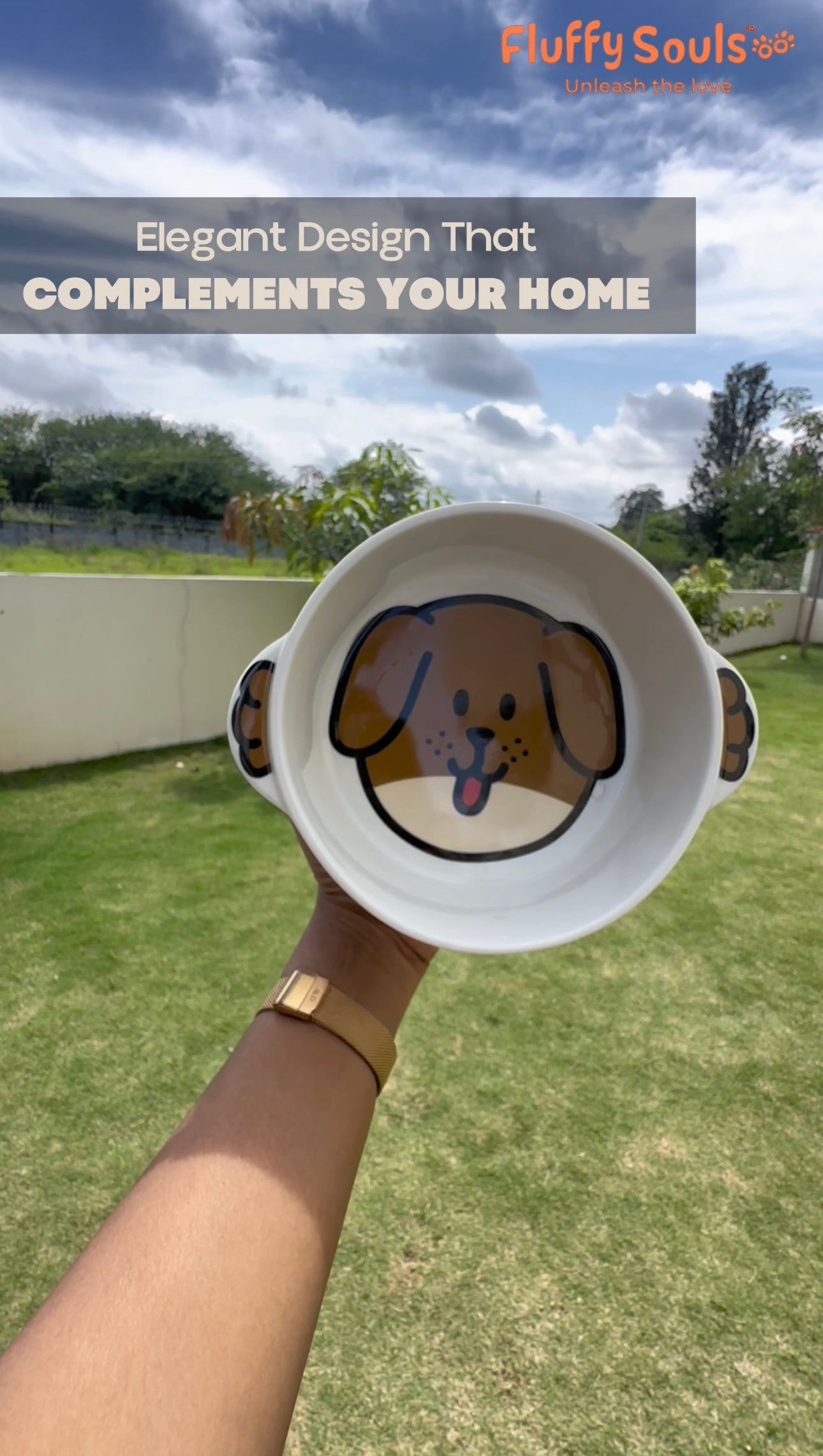 Ceramic Pet Bowl- Cartoon Animal Design - For Cats and Dogs
